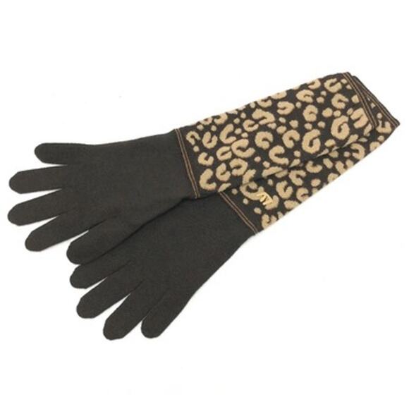 LOUIS VUITTON  x Stephen Sprouse Cashmere Silk Leopard Long Gloves*Glitter gold! - Picture 1 of 7